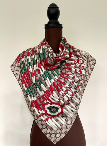 Gucci scarf logo club - logo, brown