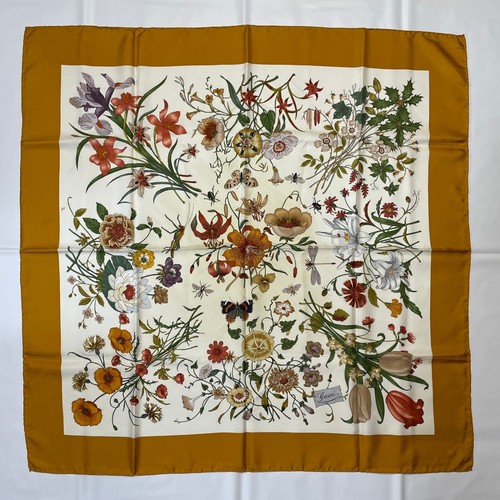 Gucci silk scarf floral yellow - silk,