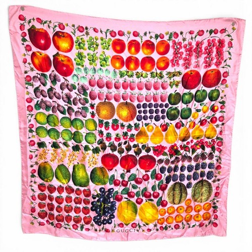 Gucci scarf fruit pattern pink - gucci,